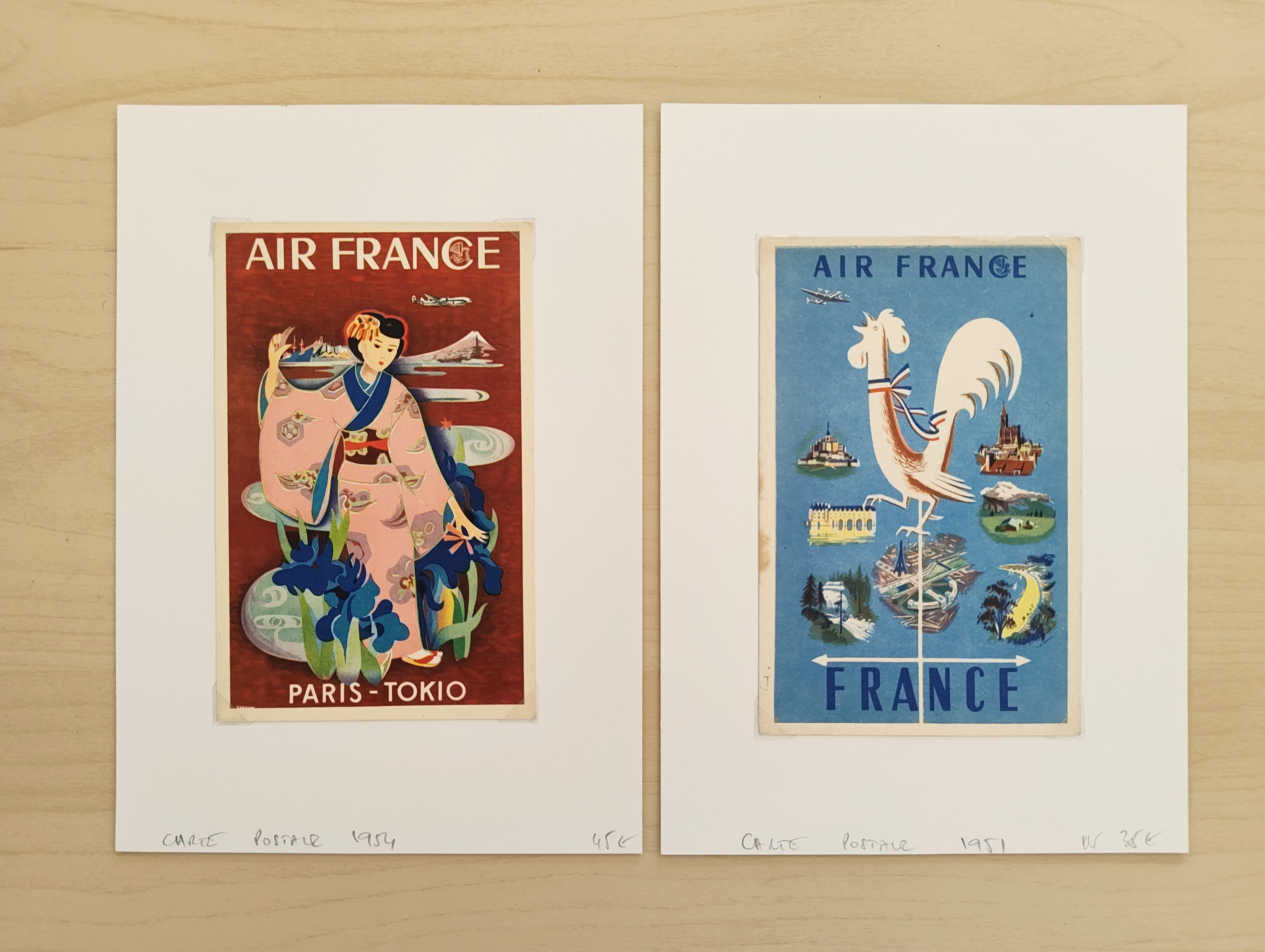 On the topic of vintage airline postcards, we found these two in an antique store in Paris. They weren’t cheap, but these were originals, not reprints.