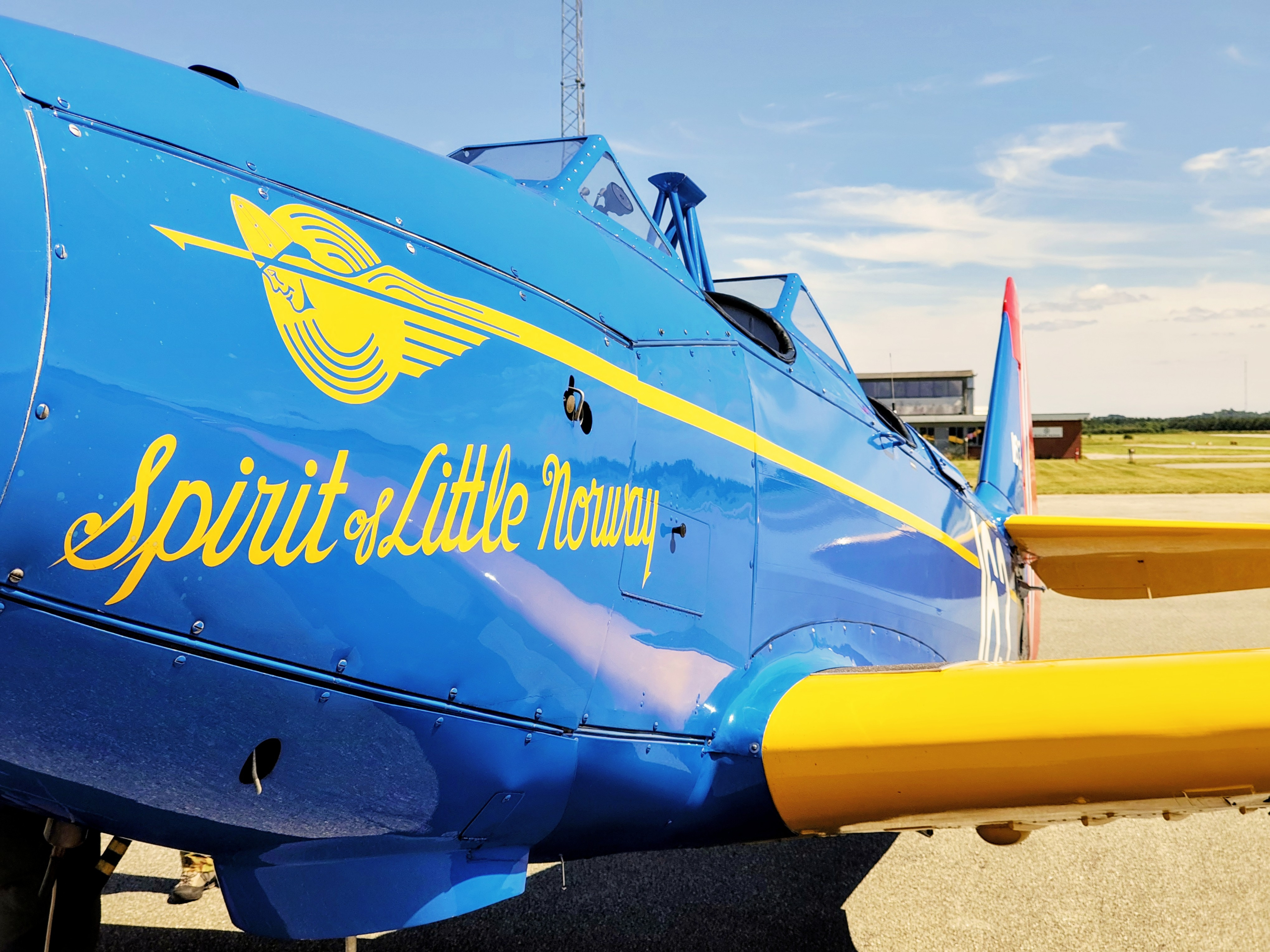 A closeup of the Fairchild PT-19A Cornell ‘163’ “Spirit of Little Norway” (reg. LN-BIF).