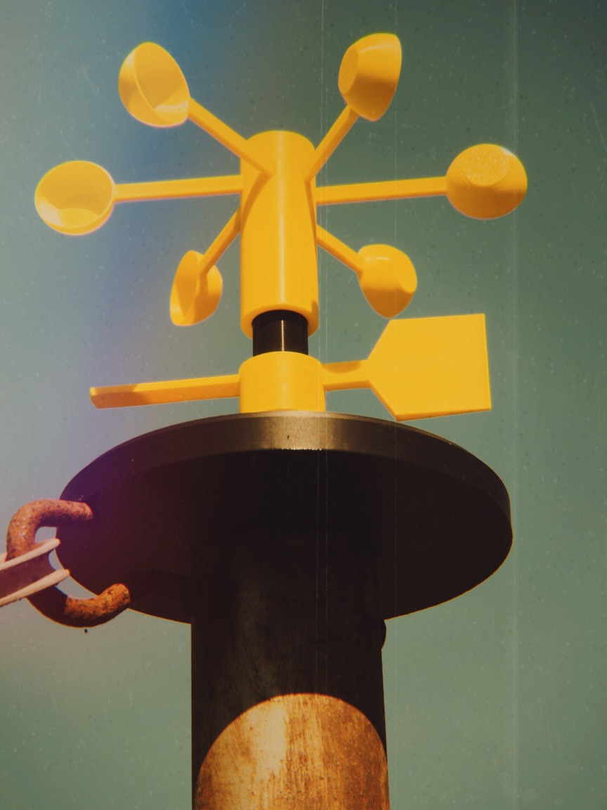 I 3D-printed an anemometer with a wind vane. Now I need to figure out how to mount it properly.