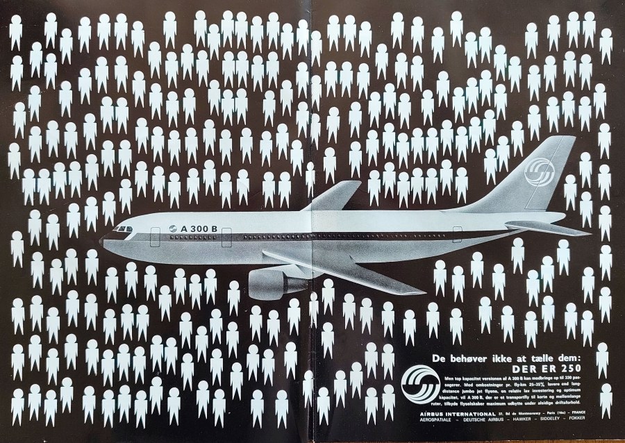 It was sunny but rather windy today. So after an exhausting bike ride in 7m/s head winds, I sought shelter in the flight club, perusing past issues of FLYV. I worked my way through 1970s issues, and, boy, it was a fun ride back in time. Just check out this vintage Airbus A300B ad!